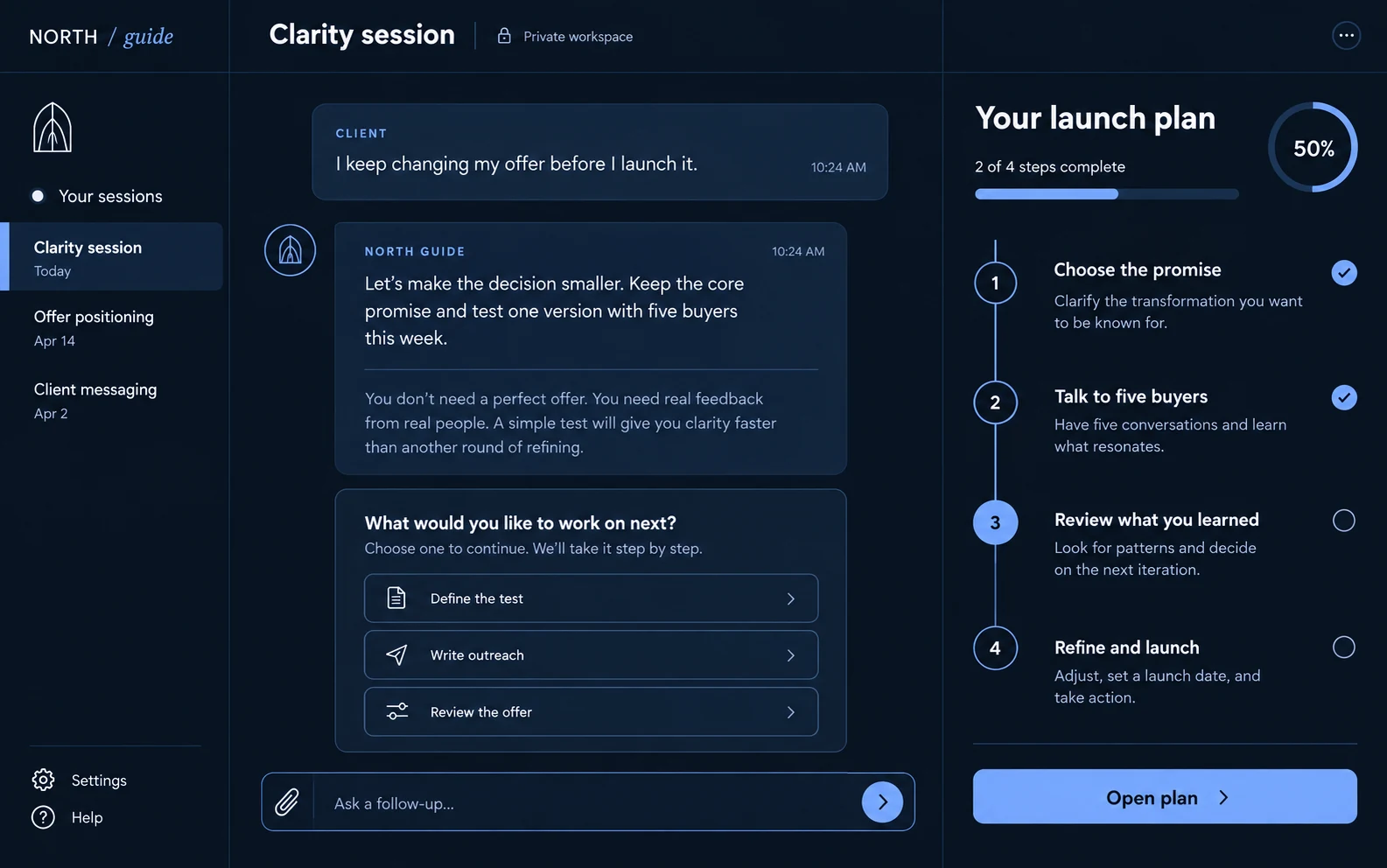 AI coaching chatbots — Concept example